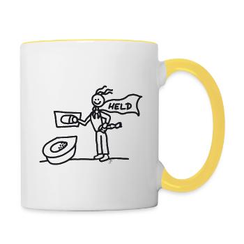 Helfer Held Baddienst schwarz - Tasse zweifarbig - Weiß/Gelb - Rechts