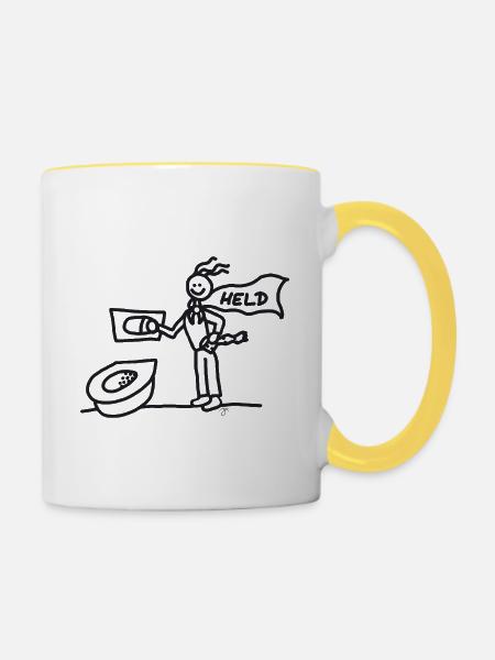 Helfer Held Baddienst schwarz - Tasse zweifarbig - Weiß/Gelb