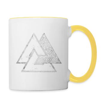 Wir sehen uns in Walhalla, Valknut Wikinger Odin Liebhaber - Tasse zweifarbig - Weiß/Gelb - Rechts