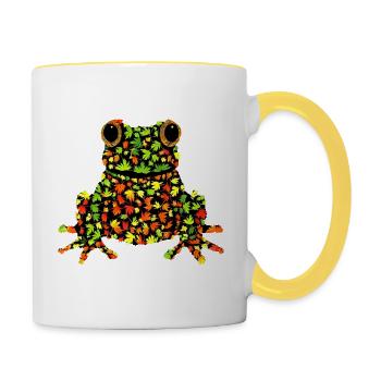 Herbstfrosch Bunte Blätter Herbstlich - Tasse zweifarbig - Weiß/Gelb - Rechts