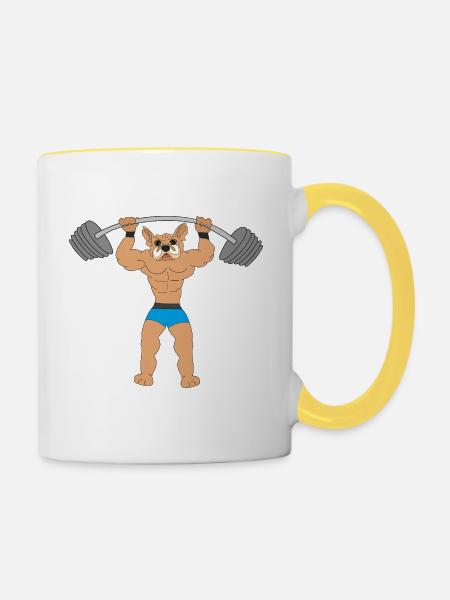 Hunde-Bodybuilder - Tasse zweifarbig - Weiß/Gelb