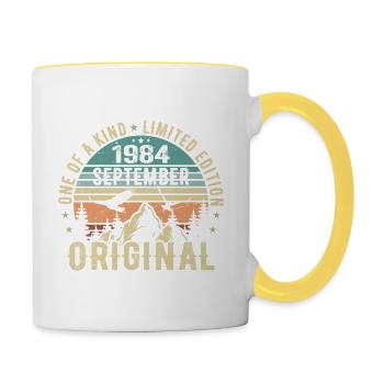 Septembre 1984 Anniversaire - Légende depuis septembre - Mug contrasté - blanc/jaune - Droite