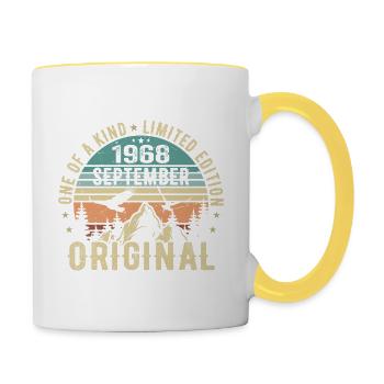 Anniversaire de septembre 1968 - Légende depuis septembre - Mug contrasté - blanc/jaune - Droite