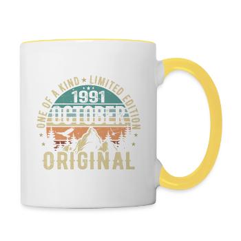 Octobre 1991 Cadeau d’anniversaire - Octobre 1991 - Mug contrasté - blanc/jaune - Droite