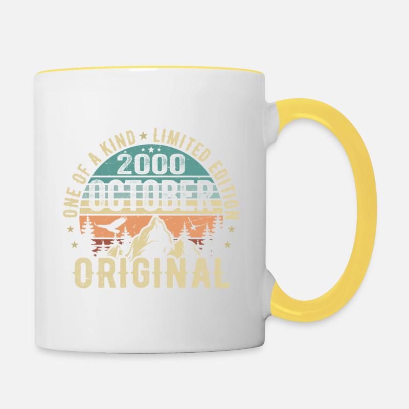 Oktober 2000 Geburtstagsgeschenk - Oktober 2000 - Tasse zweifarbig - Weiß/Gelb