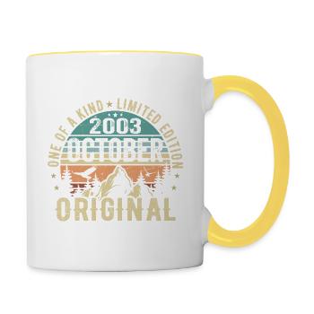 Oktober 2003 Geburtstagsgeschenk - Oktober 2003 - Tasse zweifarbig - Weiß/Gelb - Rechts