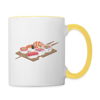Soirée sushis - Mug contrasté - blanc/jaune - Droite