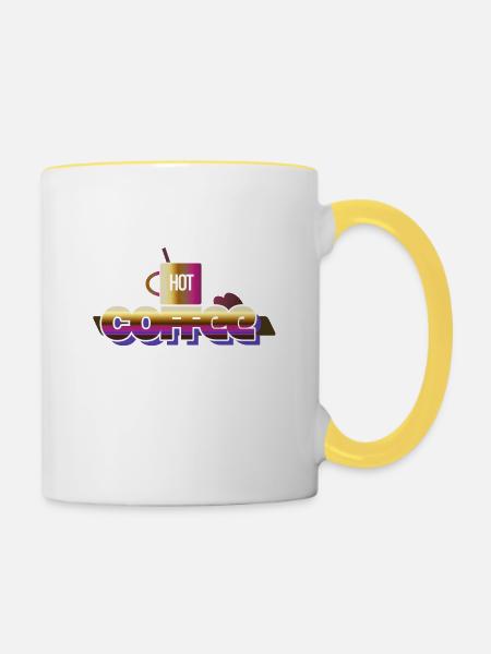 Heißer Kaffee - Tasse zweifarbig - Weiß/Gelb
