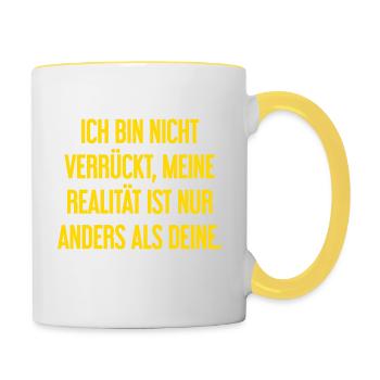 I'm not crazy – my reality is different - Contrasting Mug - white/yellow - Right
