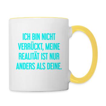 Je ne suis pas folle, ma réalité est différente - Mug contrasté - blanc/jaune - Droite