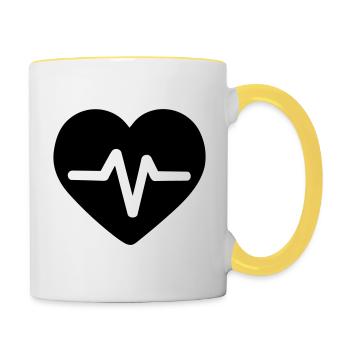 battement de coeur - Mug contrasté - blanc/jaune - Droite