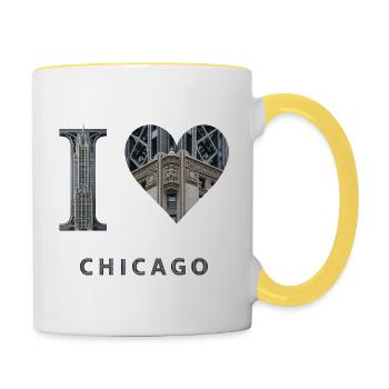 CHICAGO – Architectural Steel Lettering - Tasse zweifarbig - Weiß/Gelb - Rechts