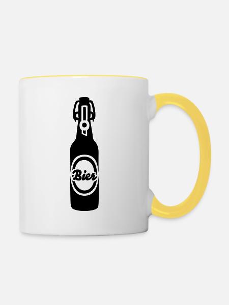 Bier - Tasse zweifarbig - Weiß/Gelb