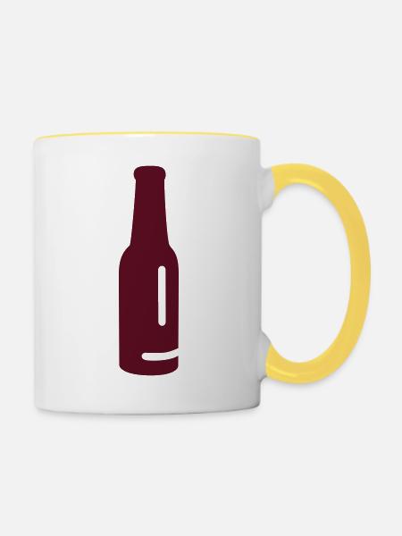 Bierflasche Smile - Tasse zweifarbig - Weiß/Gelb