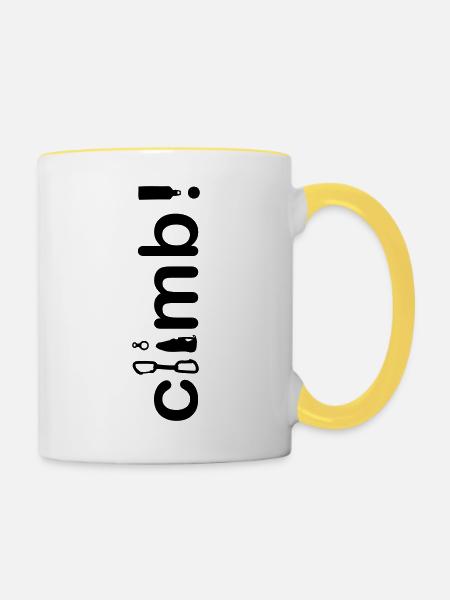 "climb" - Klettern! - Tasse zweifarbig - Weiß/Gelb