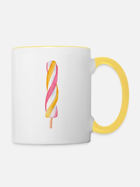 Mehrfarbige Eiscreme - Tasse zweifarbig - Weiß/Gelb