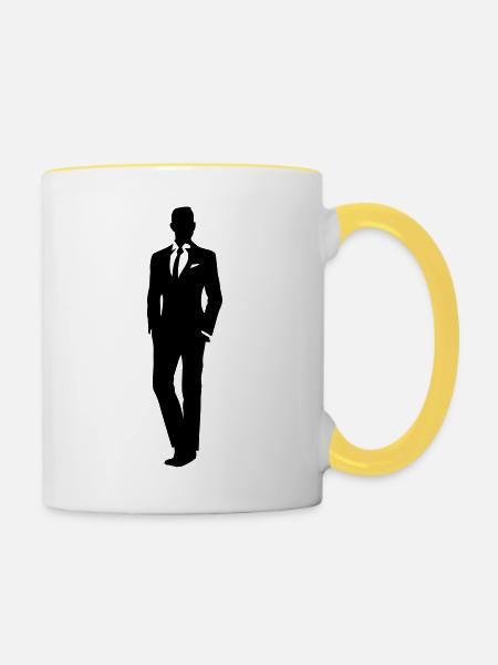 man with suit - Tasse zweifarbig - Weiß/Gelb