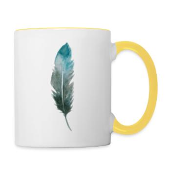 Feder - Tasse zweifarbig - Weiß/Gelb - Rechts