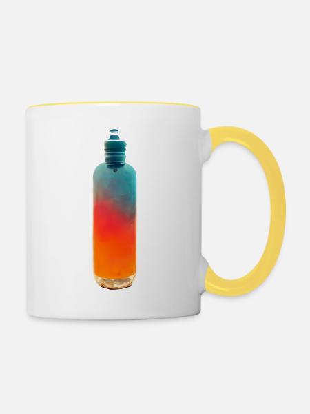 Wasserflasche Retro Sport - Tasse zweifarbig - Weiß/Gelb