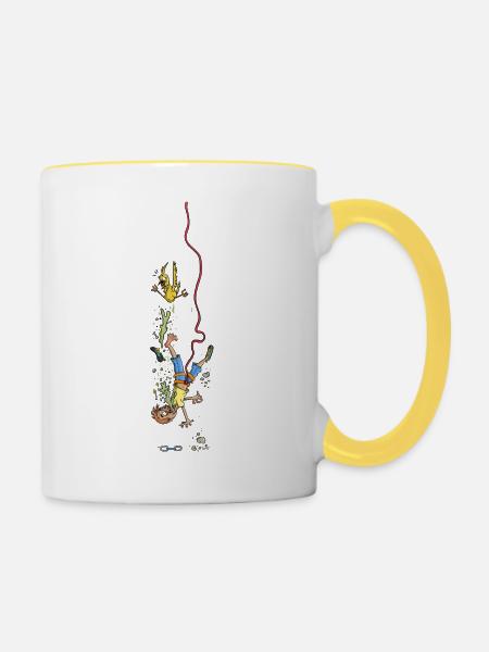 Sturz ins Seil - Tasse zweifarbig - Weiß/Gelb