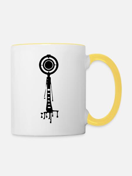 Unbekannte Antenne - Tasse zweifarbig - Weiß/Gelb