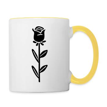 Rosa Blume - Tasse zweifarbig - Weiß/Gelb - Rechts