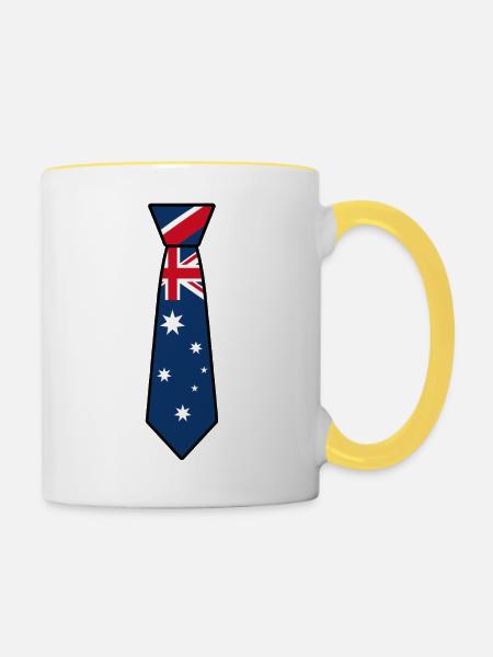 Australia Tie – Flaggendesign - Tasse zweifarbig - Weiß/Gelb