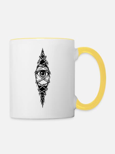 Mystic Eye bandagiert - Tasse zweifarbig - Weiß/Gelb