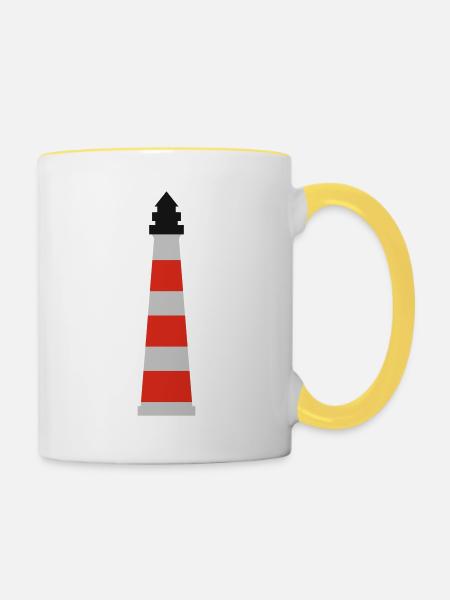Leuchtturm - Tasse zweifarbig - Weiß/Gelb