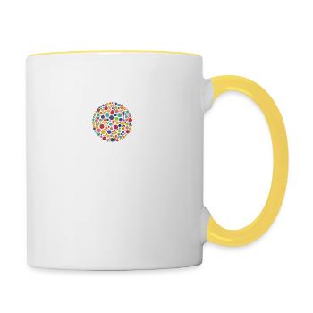 Ballon Strichmännchen - Tasse zweifarbig - Weiß/Gelb - Rechts