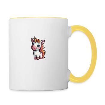 Licorne de dessin animé - Mug contrasté - blanc/jaune - Droite