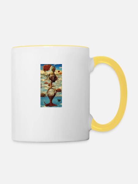 Surelismus Stundenglasstil - Tasse zweifarbig - Weiß/Gelb