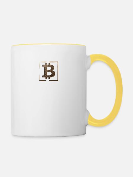 BTC-Logo - Tasse zweifarbig - Weiß/Gelb
