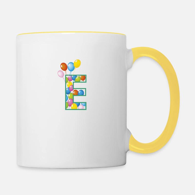 lettre E ballons - Mug contrasté - blanc/jaune