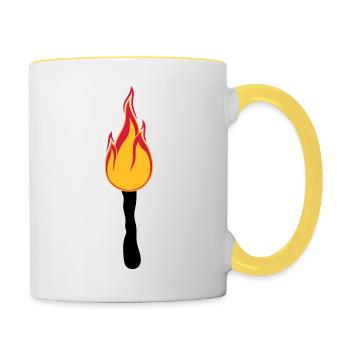 torch night walk light bright fire flame heis - Contrasting Mug - white/yellow - Right