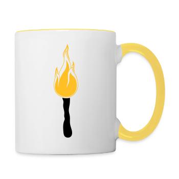 night walk torch light bright fire flame heis - Contrasting Mug - white/yellow - Right