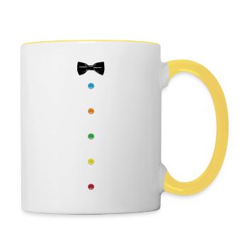 bow tie with vintage button - Contrasting Mug - white/yellow - Right
