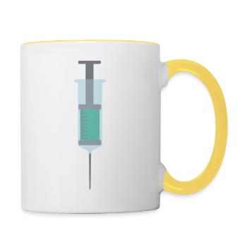 Spritze - Tasse zweifarbig - Weiß/Gelb - Rechts