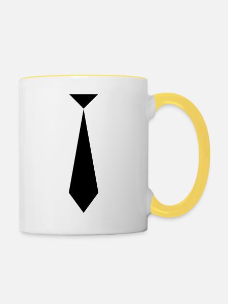 Krawatte - Tasse zweifarbig - Weiß/Gelb