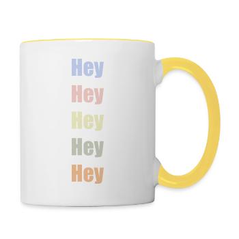 Hey Hey Hey Hello - Contrasting Mug - white/yellow - Right