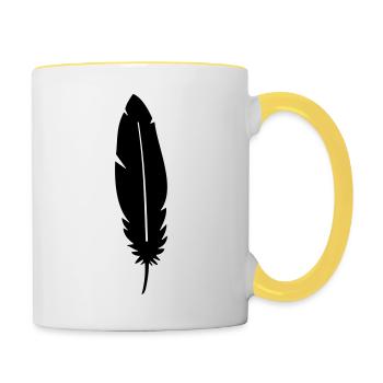 Feder silhouette - Tasse zweifarbig - Weiß/Gelb - Rechts