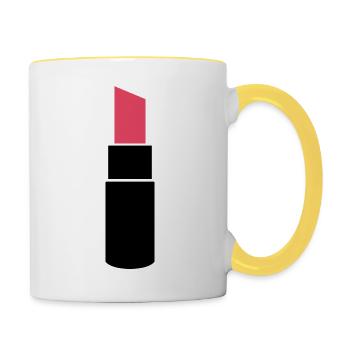 Rouge à lèvres - Mug contrasté - blanc/jaune - Droite