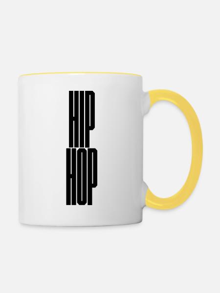 Hip-Hop-Logo-Design - Tasse zweifarbig - Weiß/Gelb