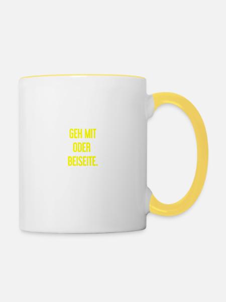 Geh mit oder beiseite - Tasse zweifarbig - Weiß/Gelb