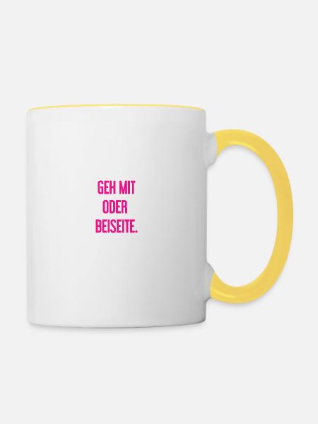 Geh mit oder beiseite - Tasse zweifarbig - Weiß/Gelb