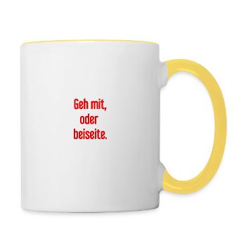 Geh mit oder beiseite - Tasse zweifarbig - Weiß/Gelb - Rechts
