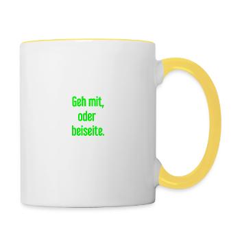 Geh mit oder beiseite - Tasse zweifarbig - Weiß/Gelb - Rechts