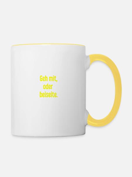 Geh mit oder beiseite - Tasse zweifarbig - Weiß/Gelb