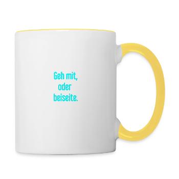 Geh mit oder beiseite - Tasse zweifarbig - Weiß/Gelb - Rechts