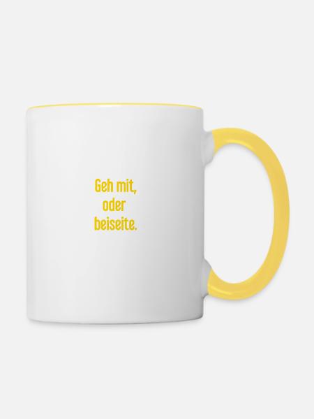 Geh mit oder beiseite - Tasse zweifarbig - Weiß/Gelb